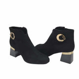 Ghete elegante din piele intoarsa cu accesoriu Pf0581 negru