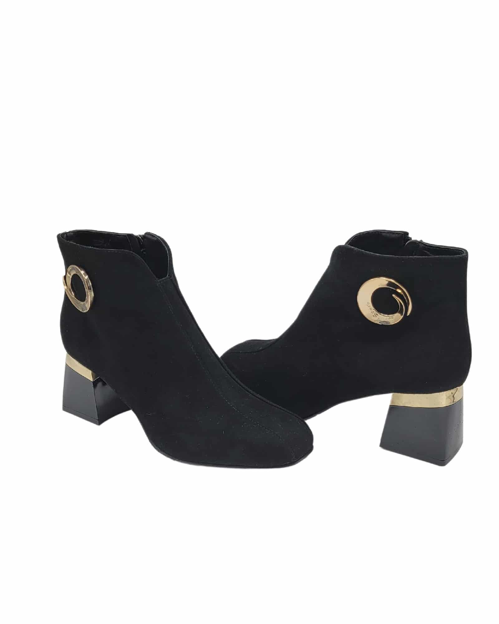 Ghete elegante din piele intoarsa cu accesoriu Pf0581 negru