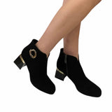 Ghete elegante din piele intoarsa cu accesoriu Pf0581 negru