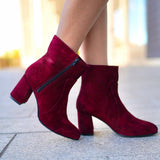 Ghete elegante din piele intoarsa grena Lady