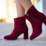 Ghete elegante din piele intoarsa grena Lady