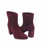 Ghete elegante din piele intoarsa grena Lady