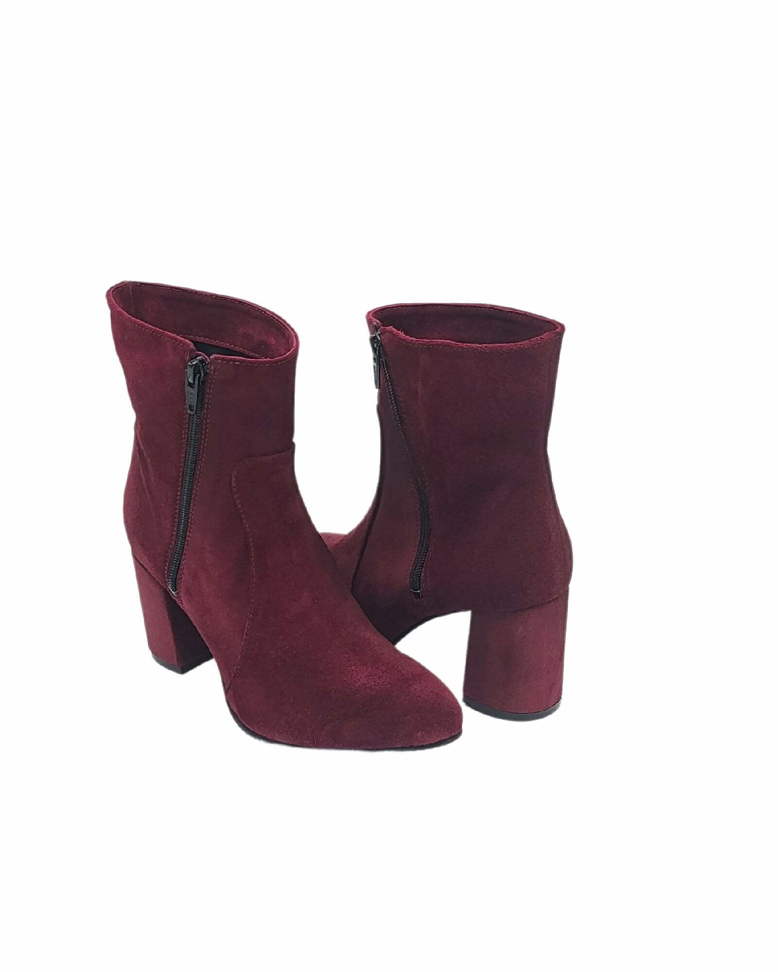Ghete elegante din piele intoarsa grena Lady