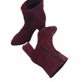 Ghete elegante din piele intoarsa grena Lady