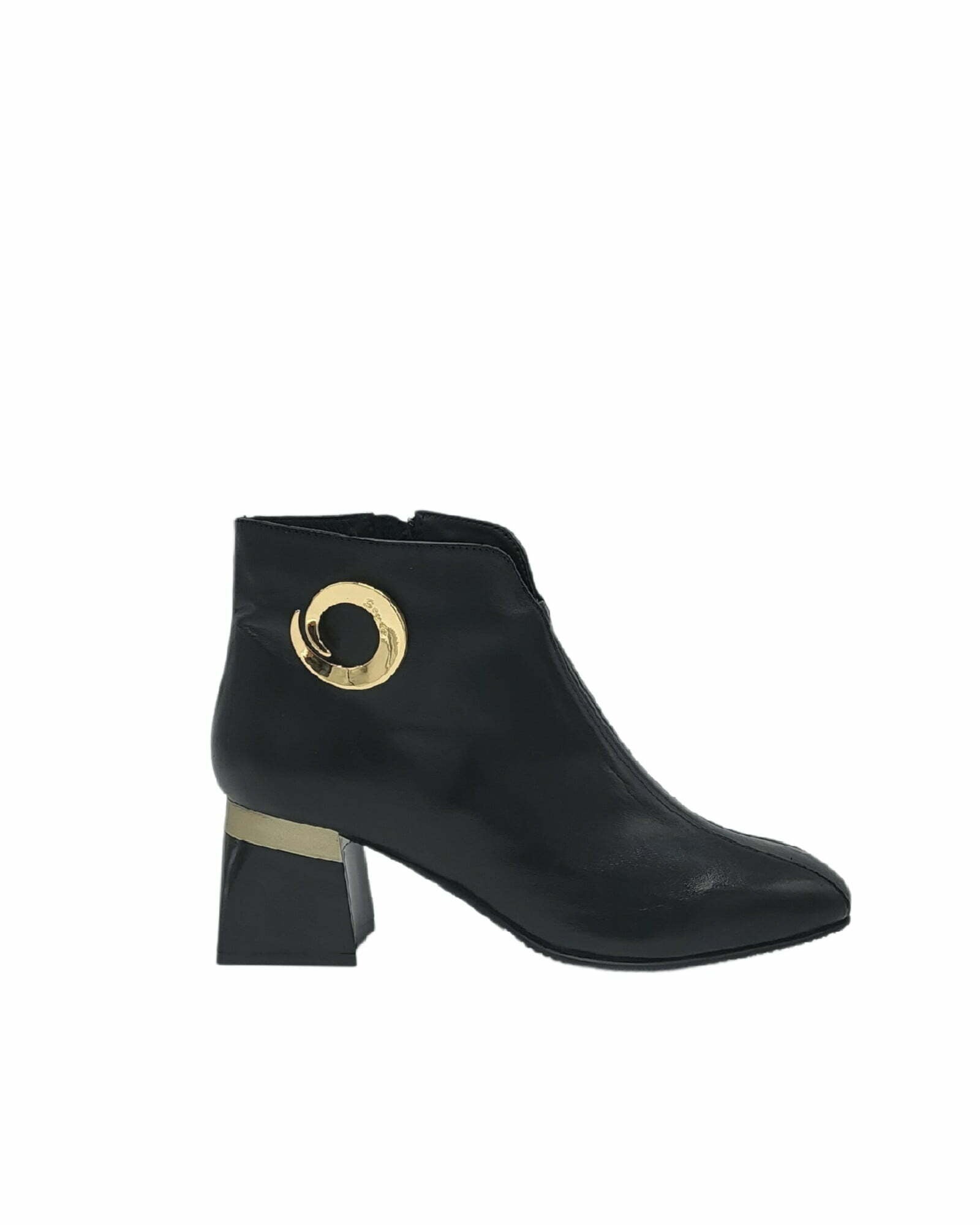 Ghete elegante din piele moale cu accesoriu PF0581 negru