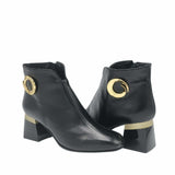 Ghete elegante din piele moale cu accesoriu PF0581 negru