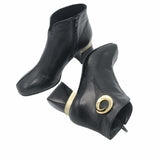 Ghete elegante din piele moale cu accesoriu PF0581 negru