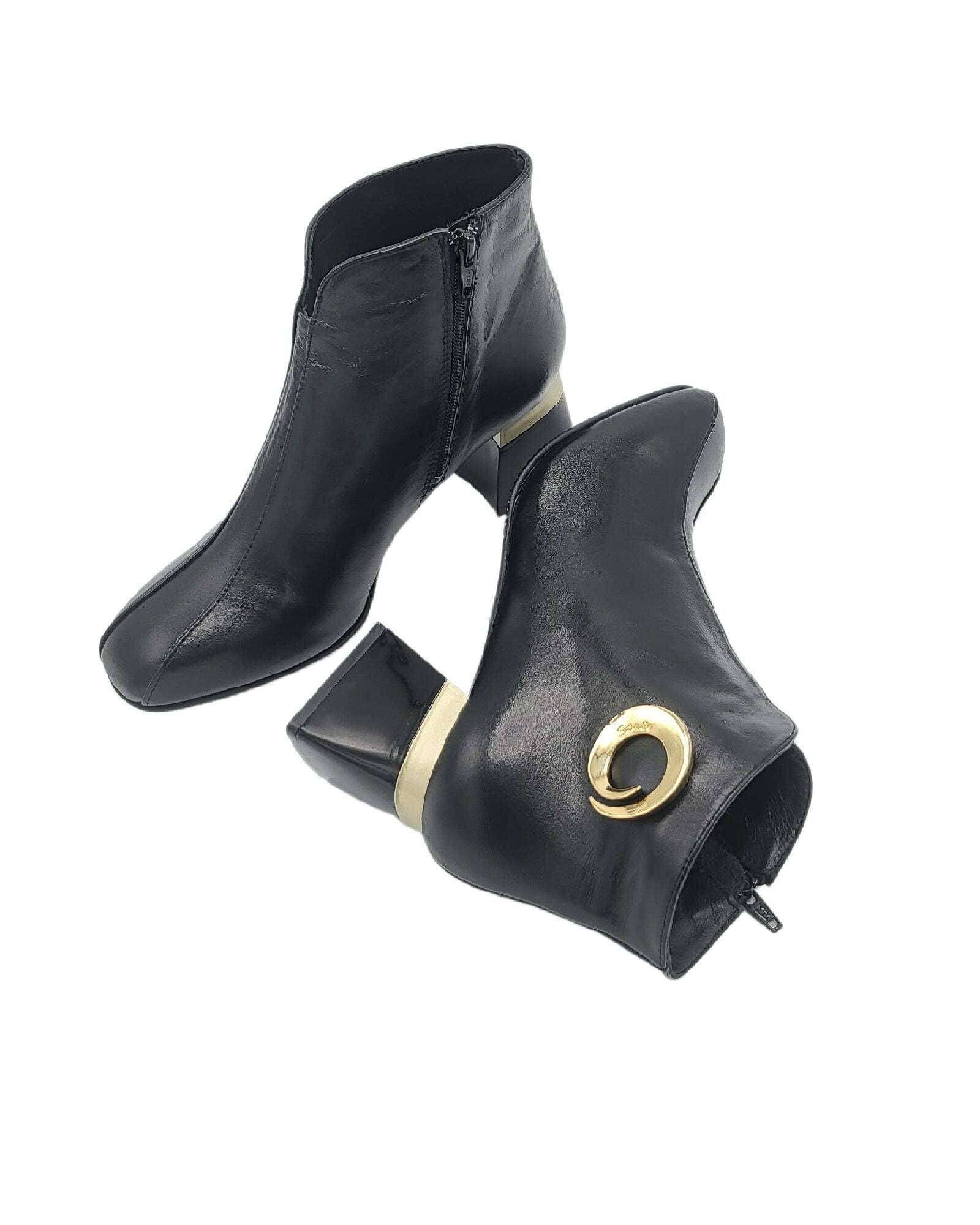 Ghete elegante din piele moale cu accesoriu PF0581 negru
