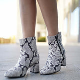 Ghete elegante Lady din piele imprimeu