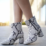 Ghete elegante Lady din piele imprimeu