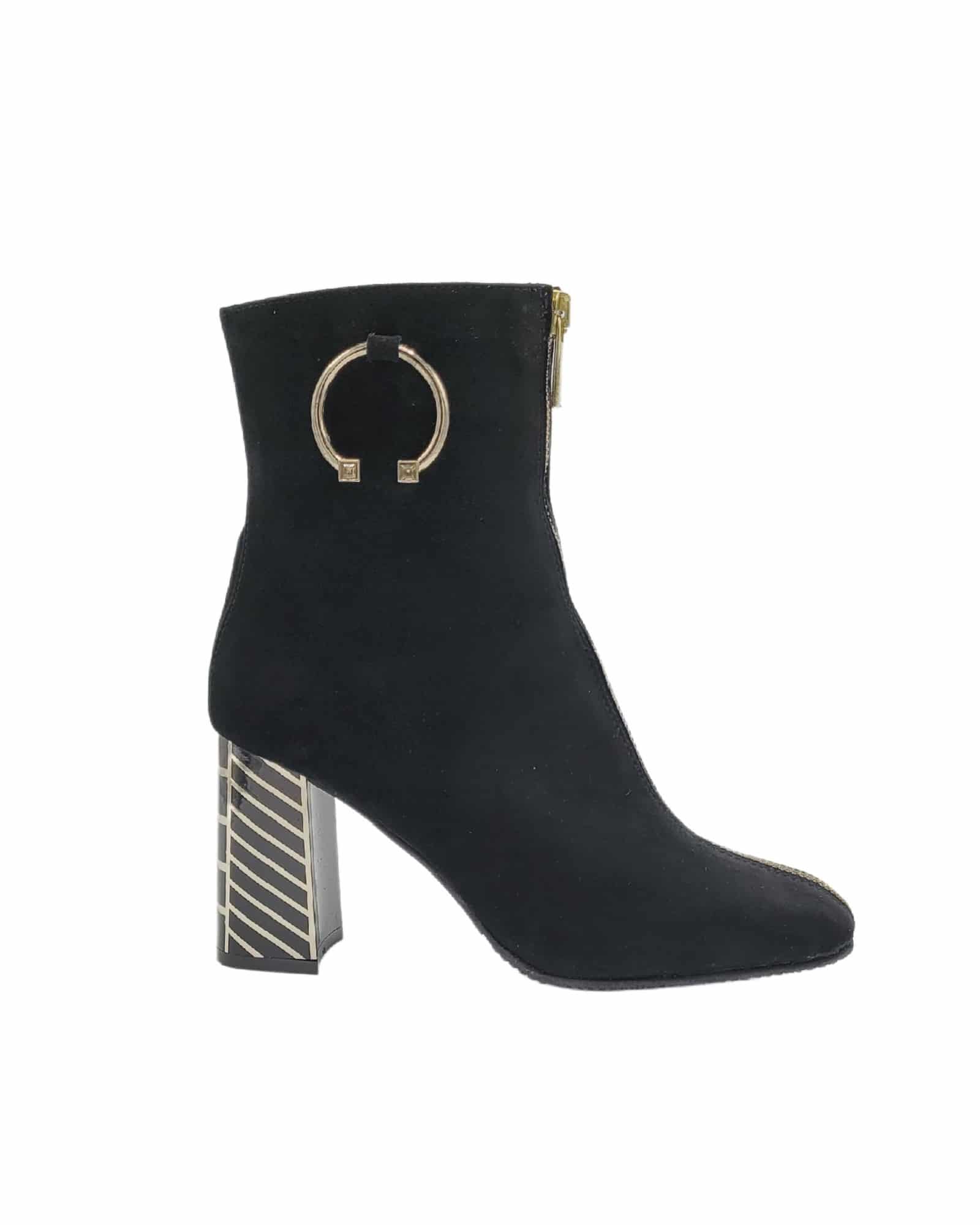 Ghete elegante negre Pf-0792-2 piele-intoarsa