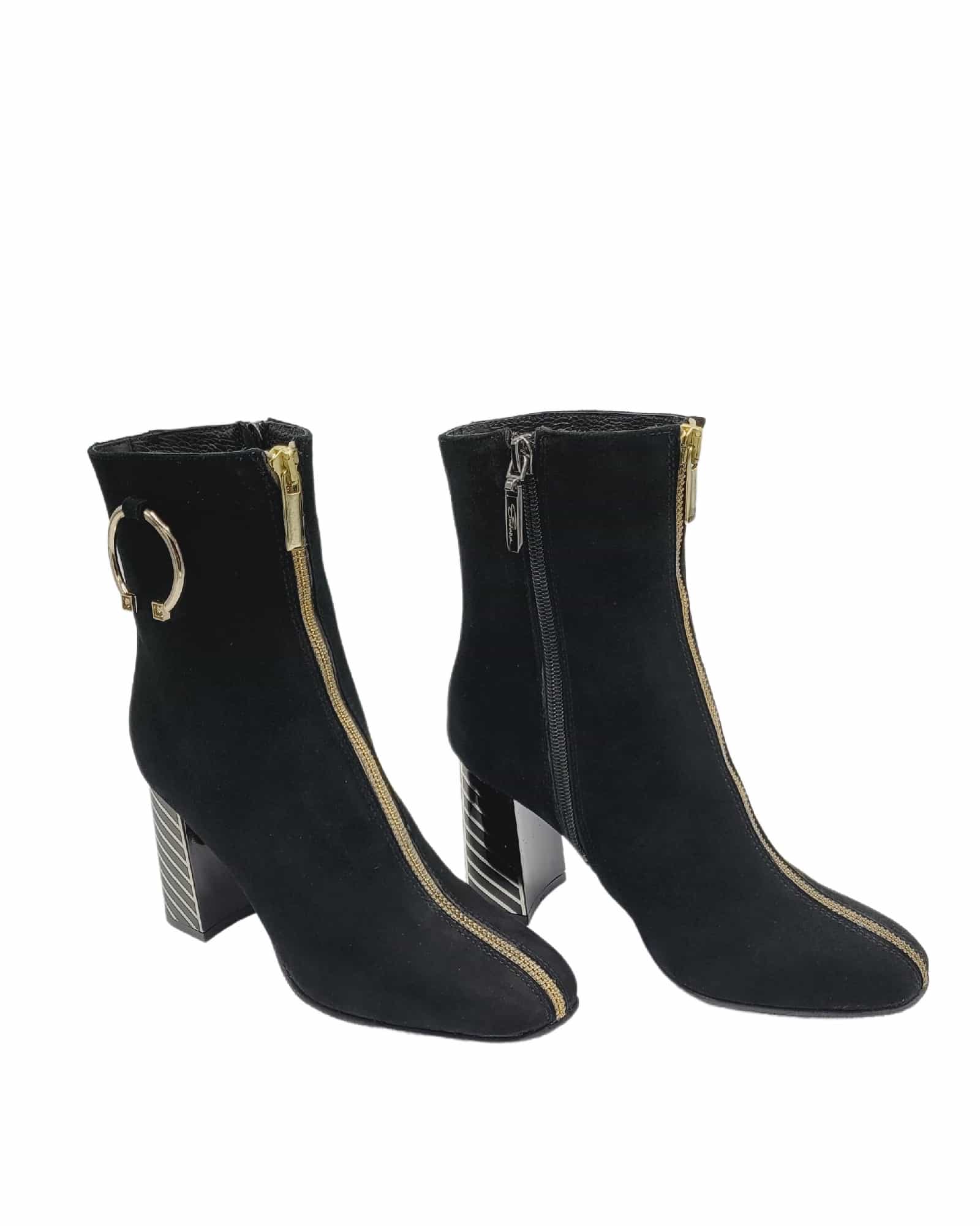 Ghete elegante negre Pf-0792-2 piele-intoarsa