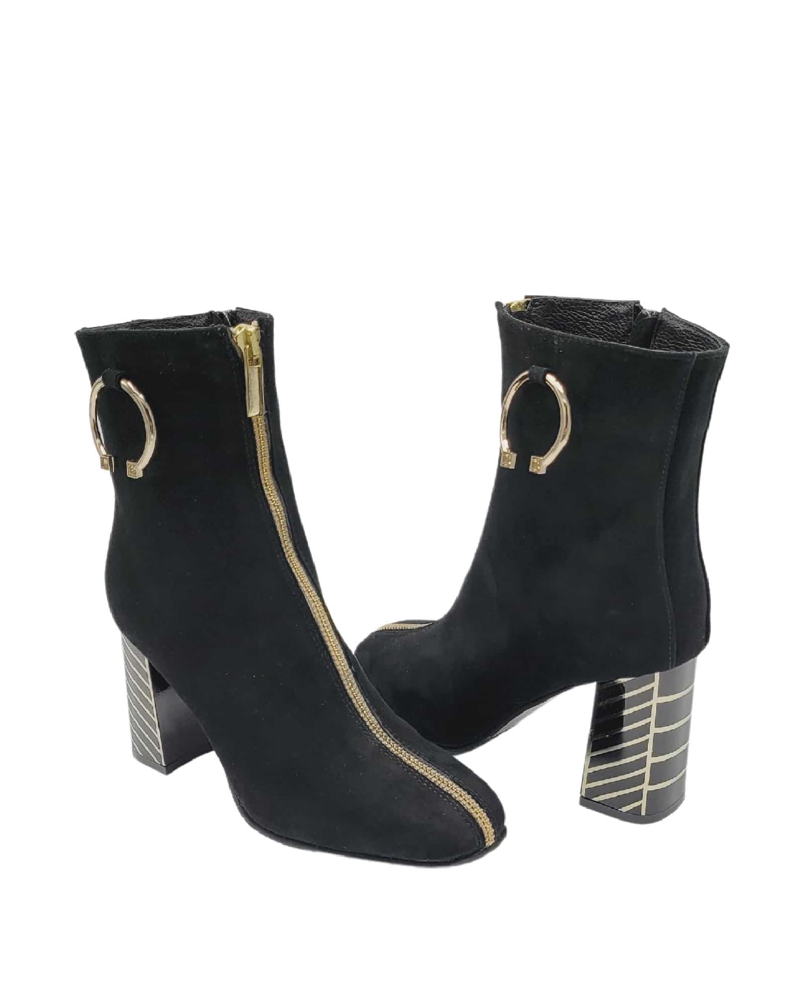 Ghete elegante negre Pf-0792-2 piele-intoarsa