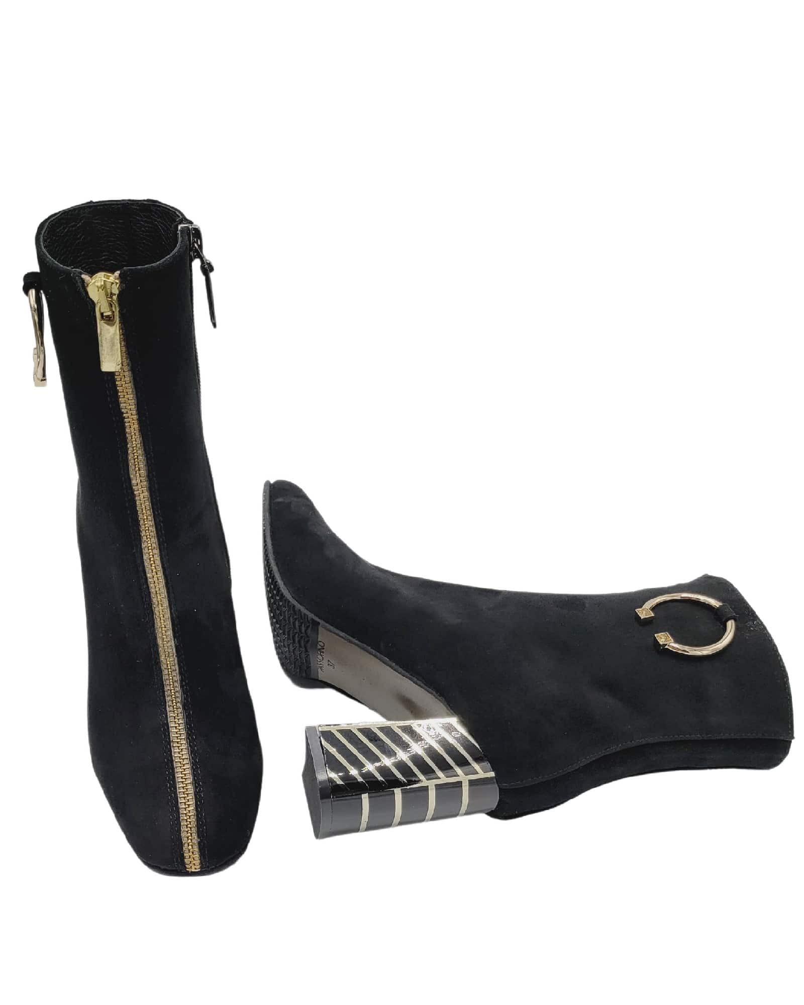 Ghete elegante negre Pf-0792-2 piele-intoarsa