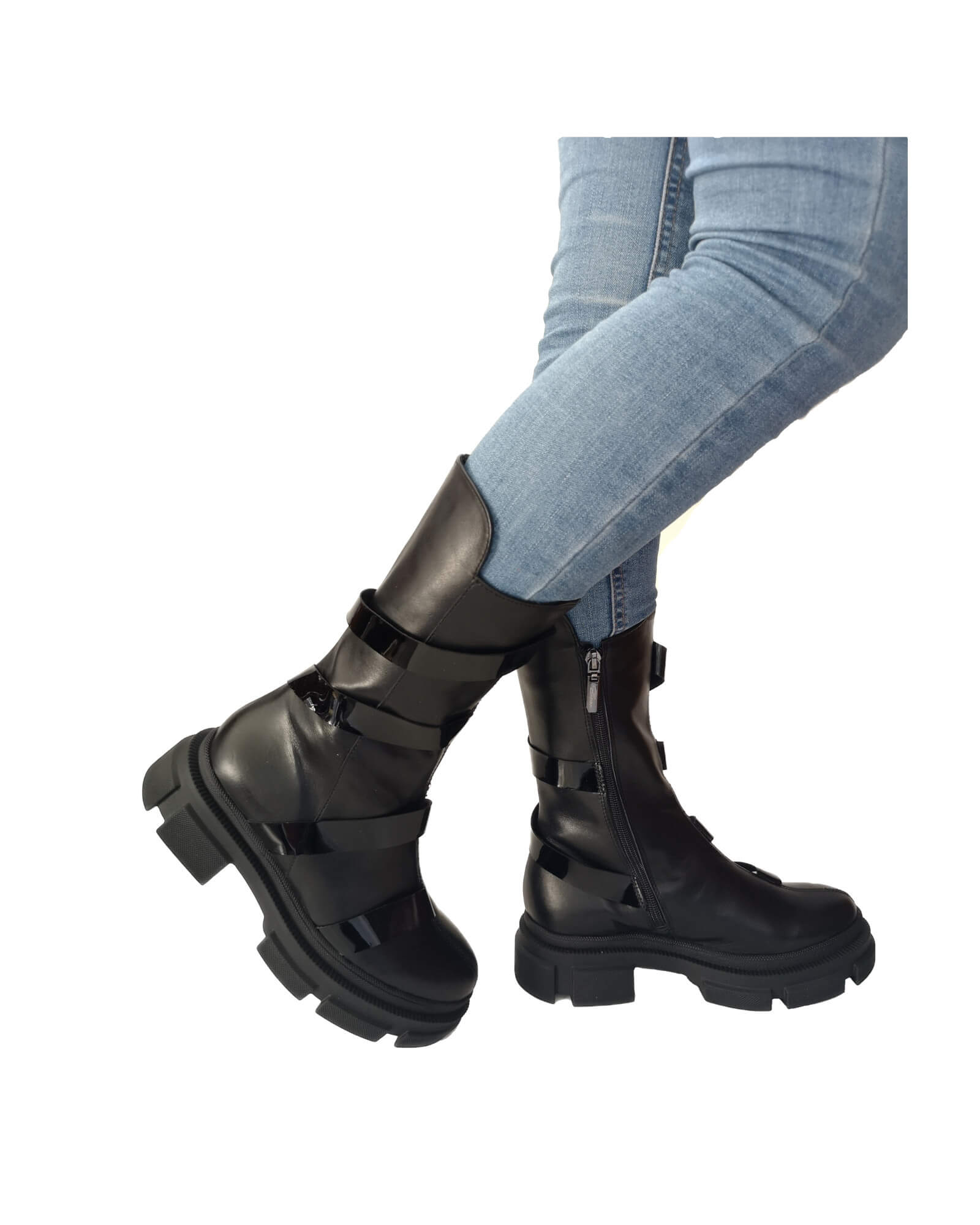 Ghete inalte barete lacuite Aquazzura Black