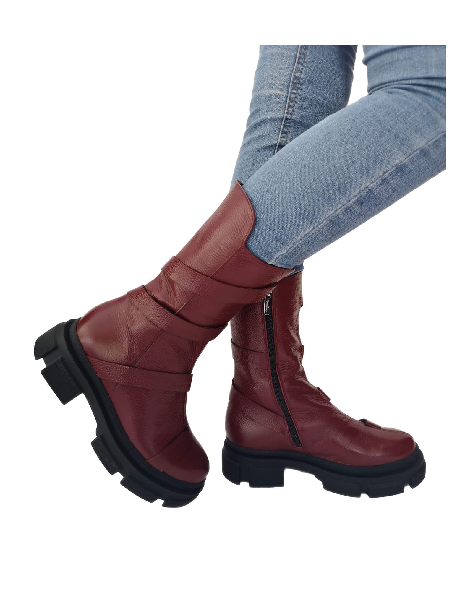 Ghete inalte cu barete Aquazzura Burgundy