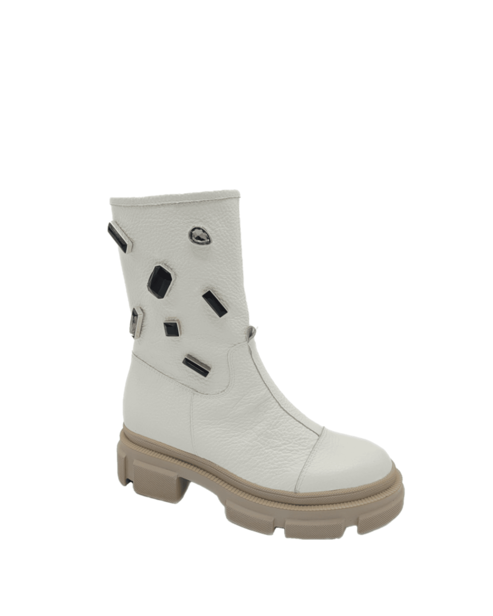 Ghete inalte piele bizonata White Rebel