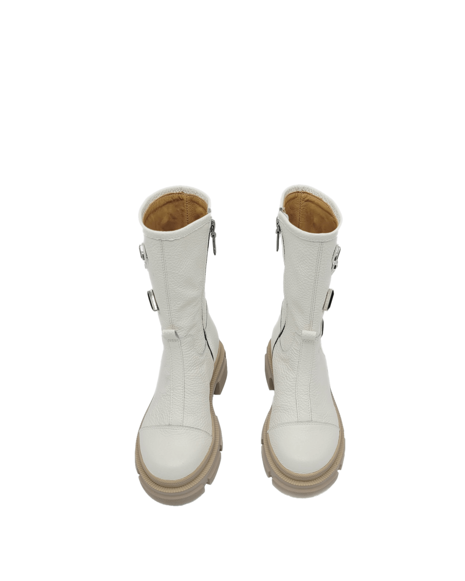 Ghete inalte piele bizonata White Rebel