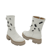 Ghete inalte piele bizonata White Rebel