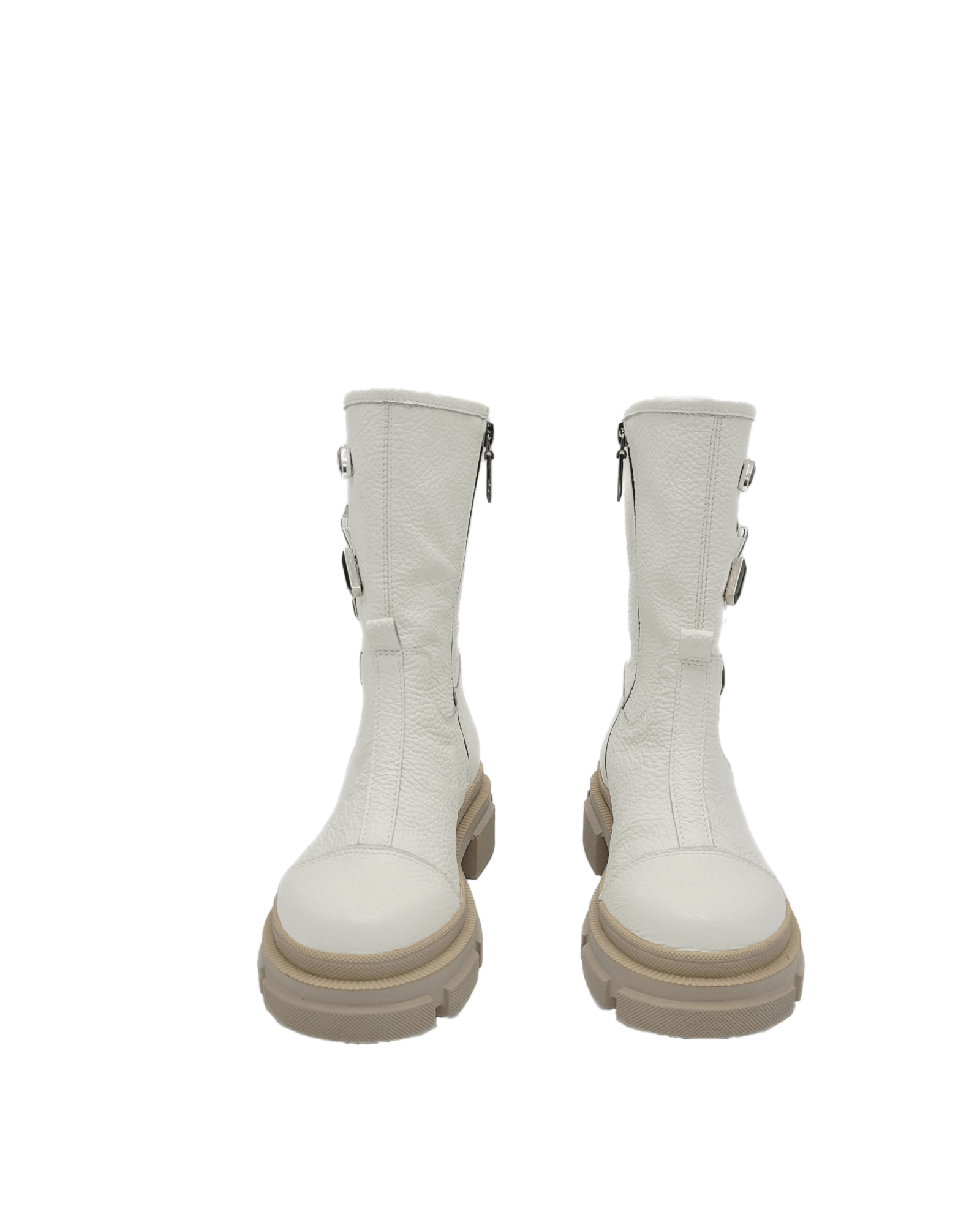 Ghete inalte piele bizonata White Rebel