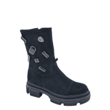 Ghete inalte piele intoarsa Black Rebel
