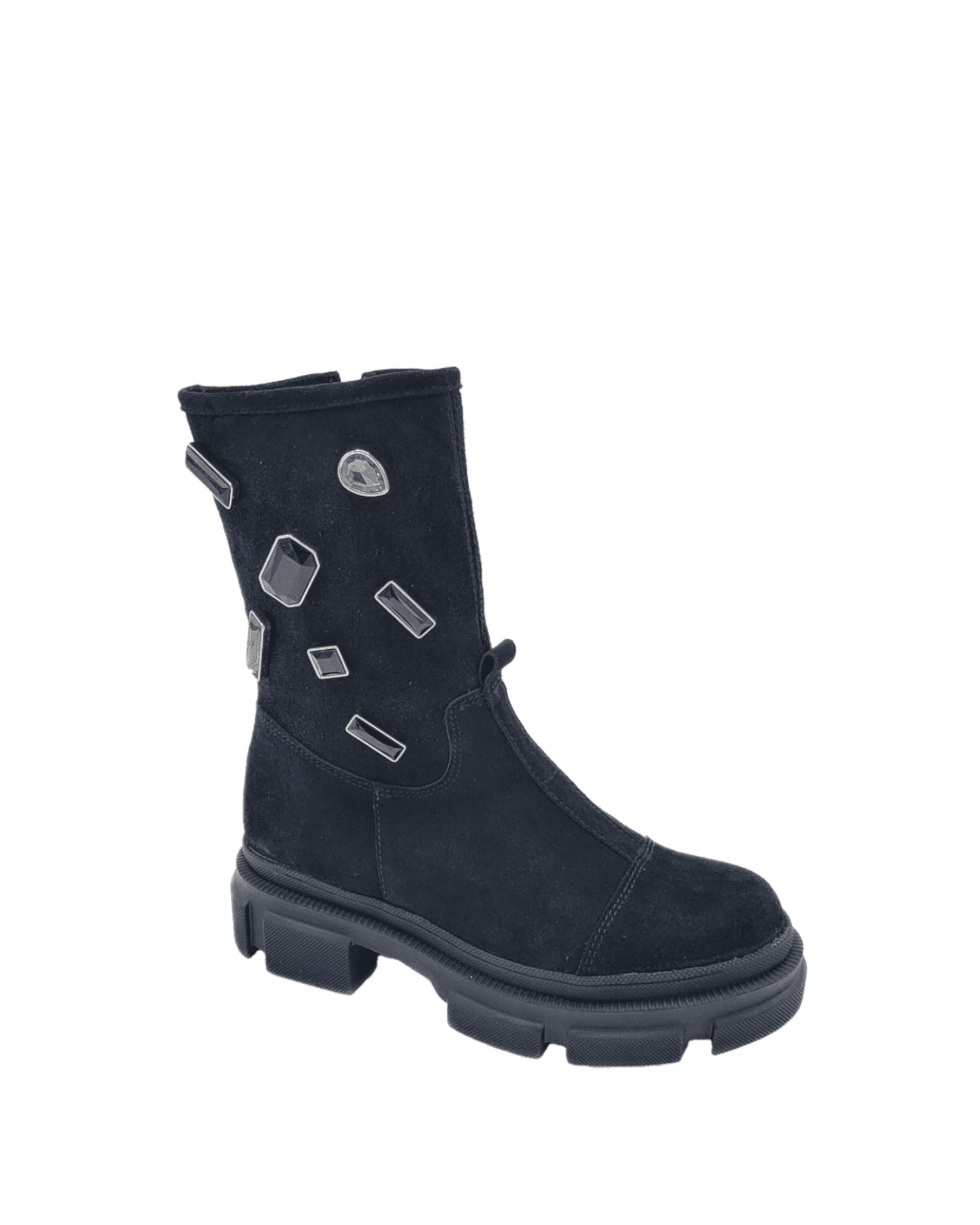 Ghete inalte piele intoarsa Black Rebel