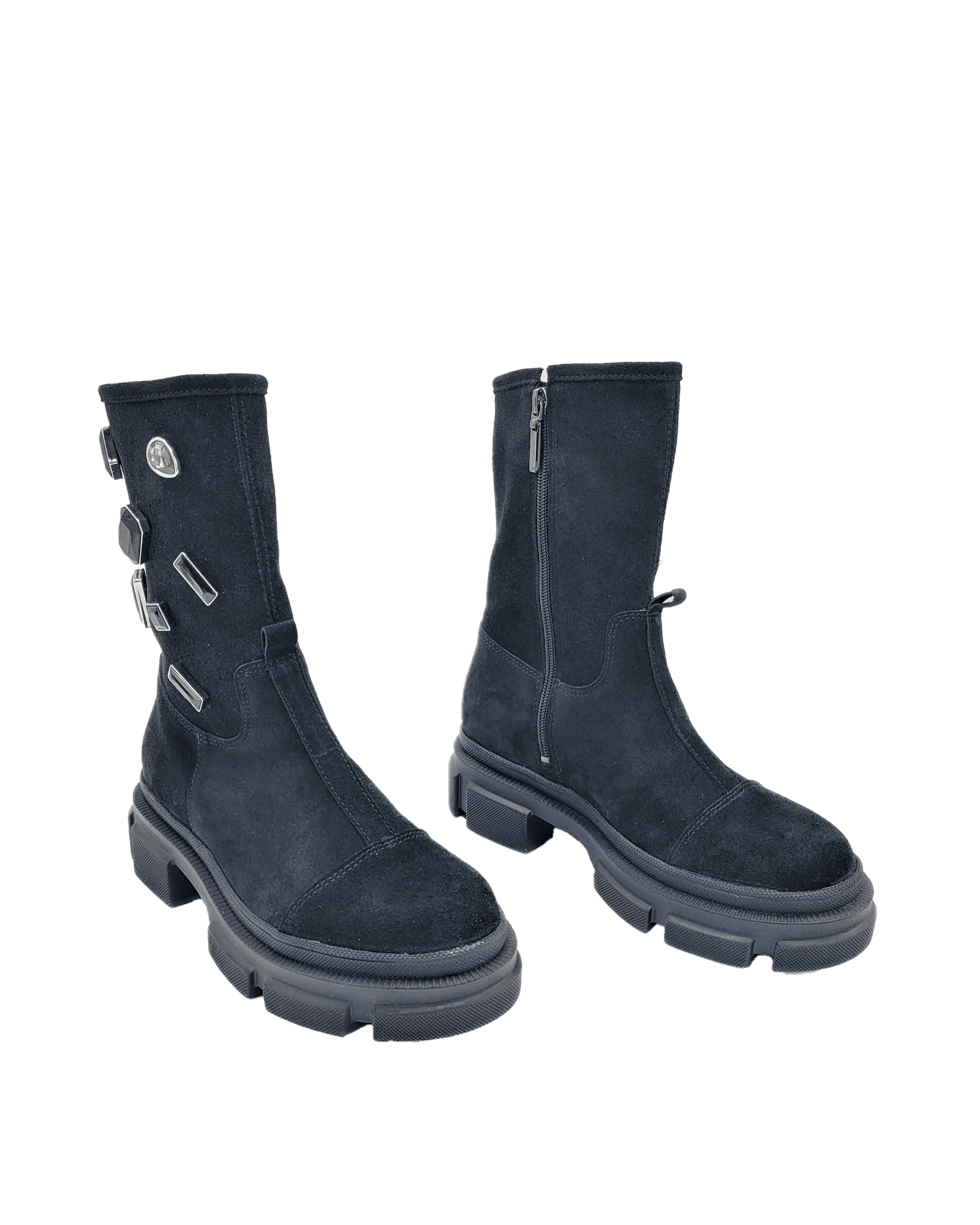 Ghete inalte piele intoarsa Black Rebel