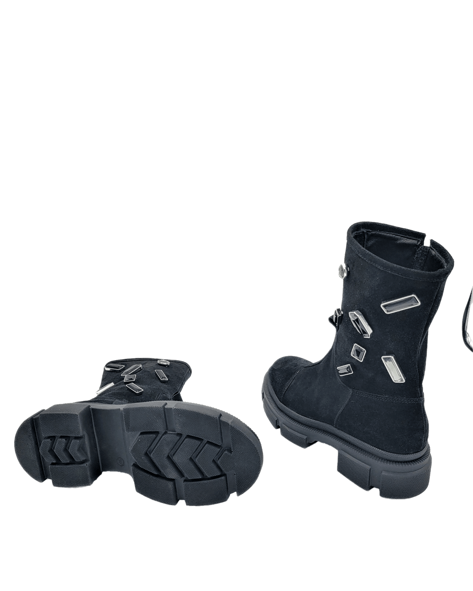 Ghete inalte piele intoarsa Black Rebel