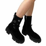Ghete inalte piele intoarsa Black Rebel
