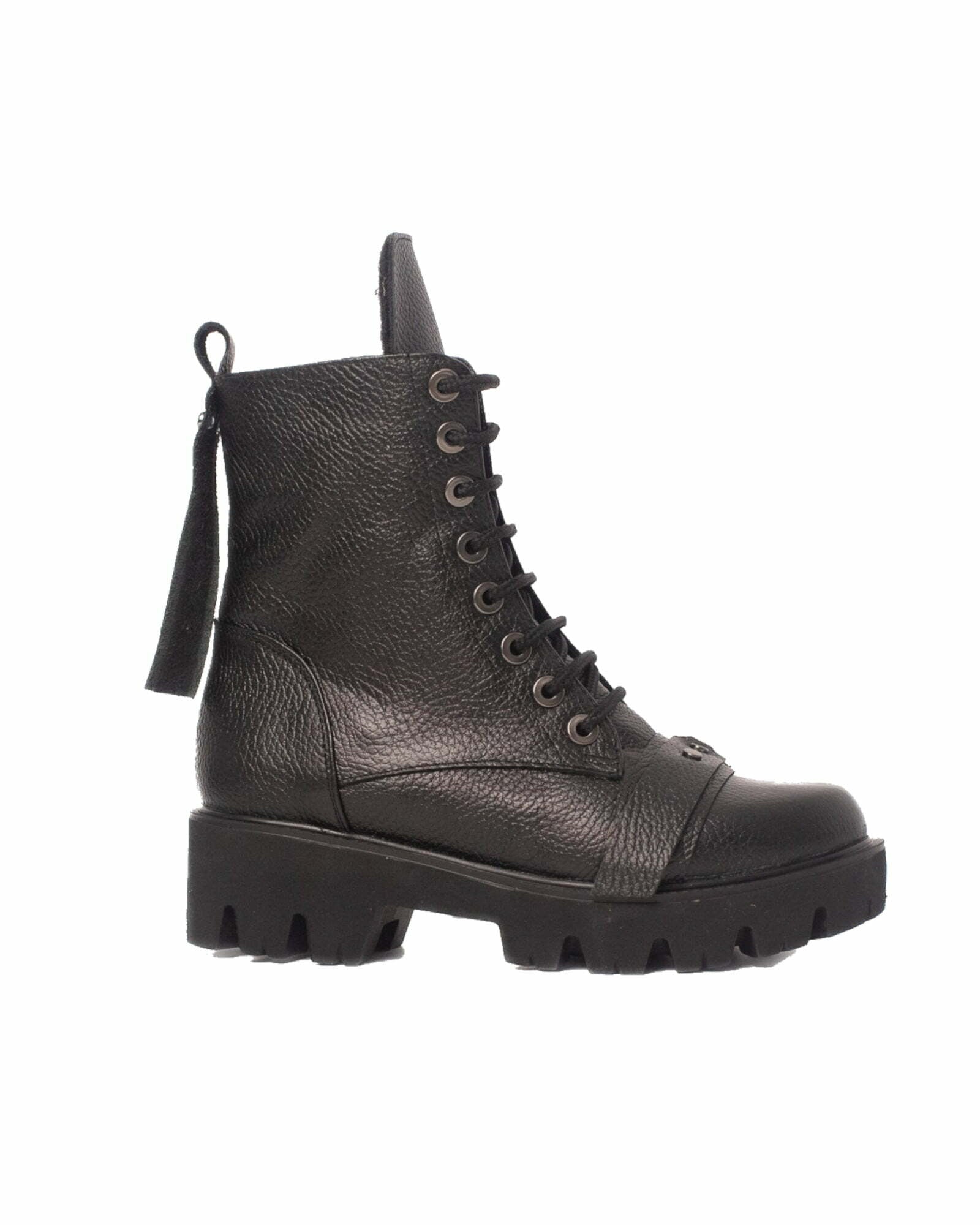 Ghete Trendy Black din piele naturala brobonata