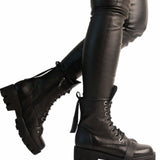 Ghete Trendy Black din piele naturala brobonata