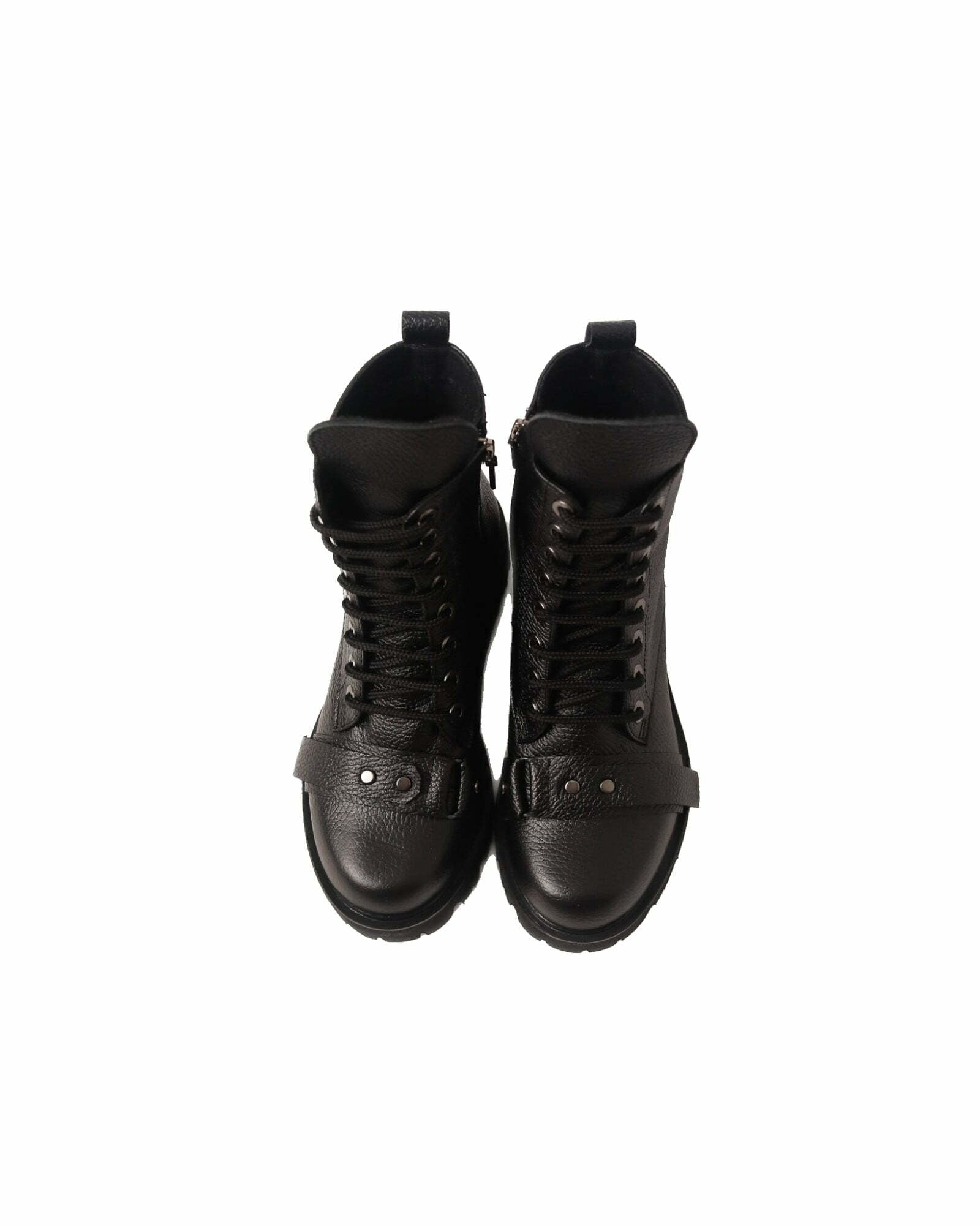 Ghete Trendy Black din piele naturala brobonata