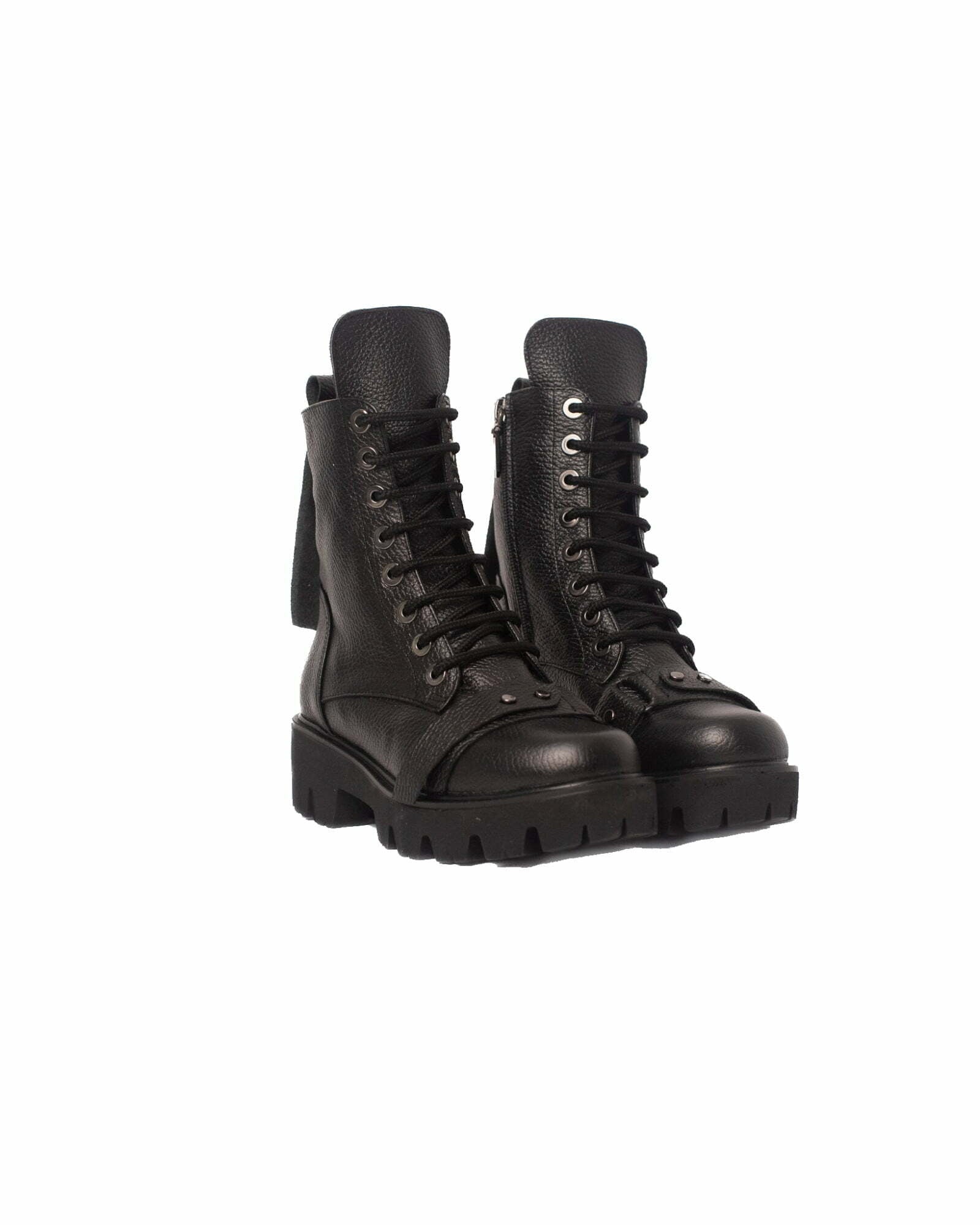 Ghete Trendy Black din piele naturala brobonata