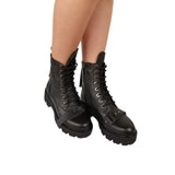 Ghete Trendy Black din piele naturala brobonata