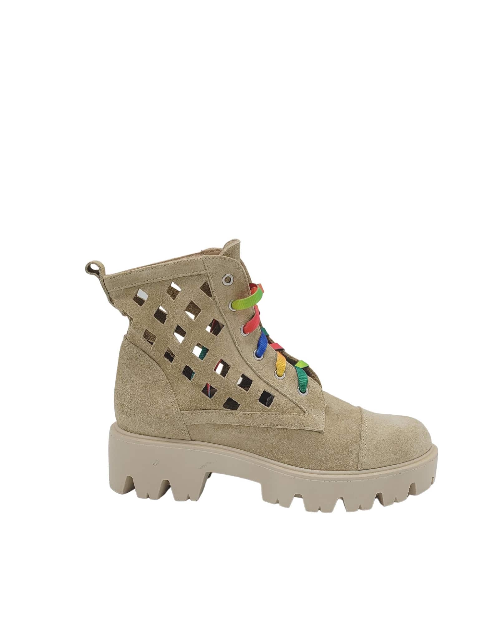 Ghete vara din piele intoarsa Liana Beige