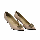 Pantofi cu accesoriu modern PF0245-3 roz pudra