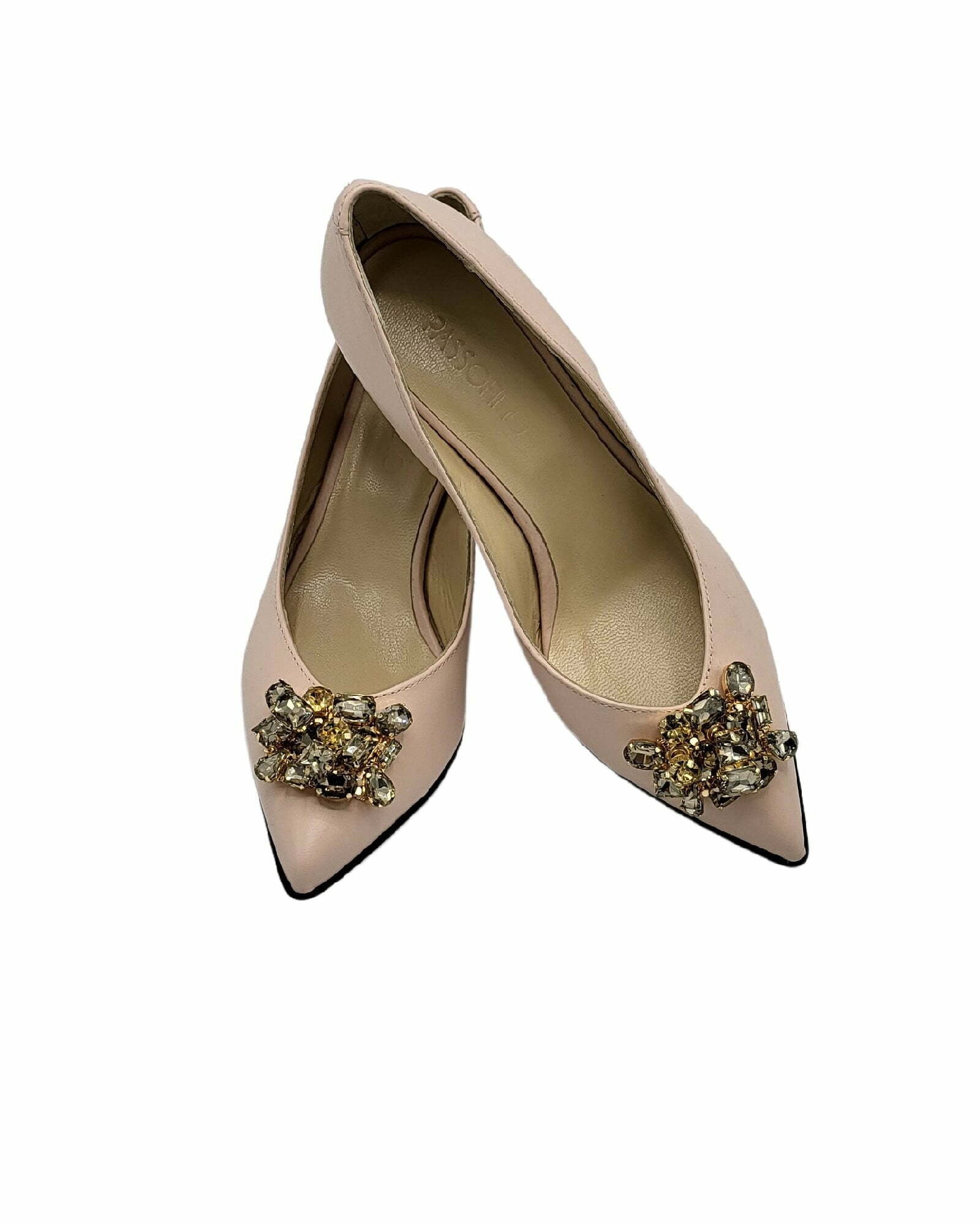 Pantofi cu accesoriu modern PF0245-3 roz pudra