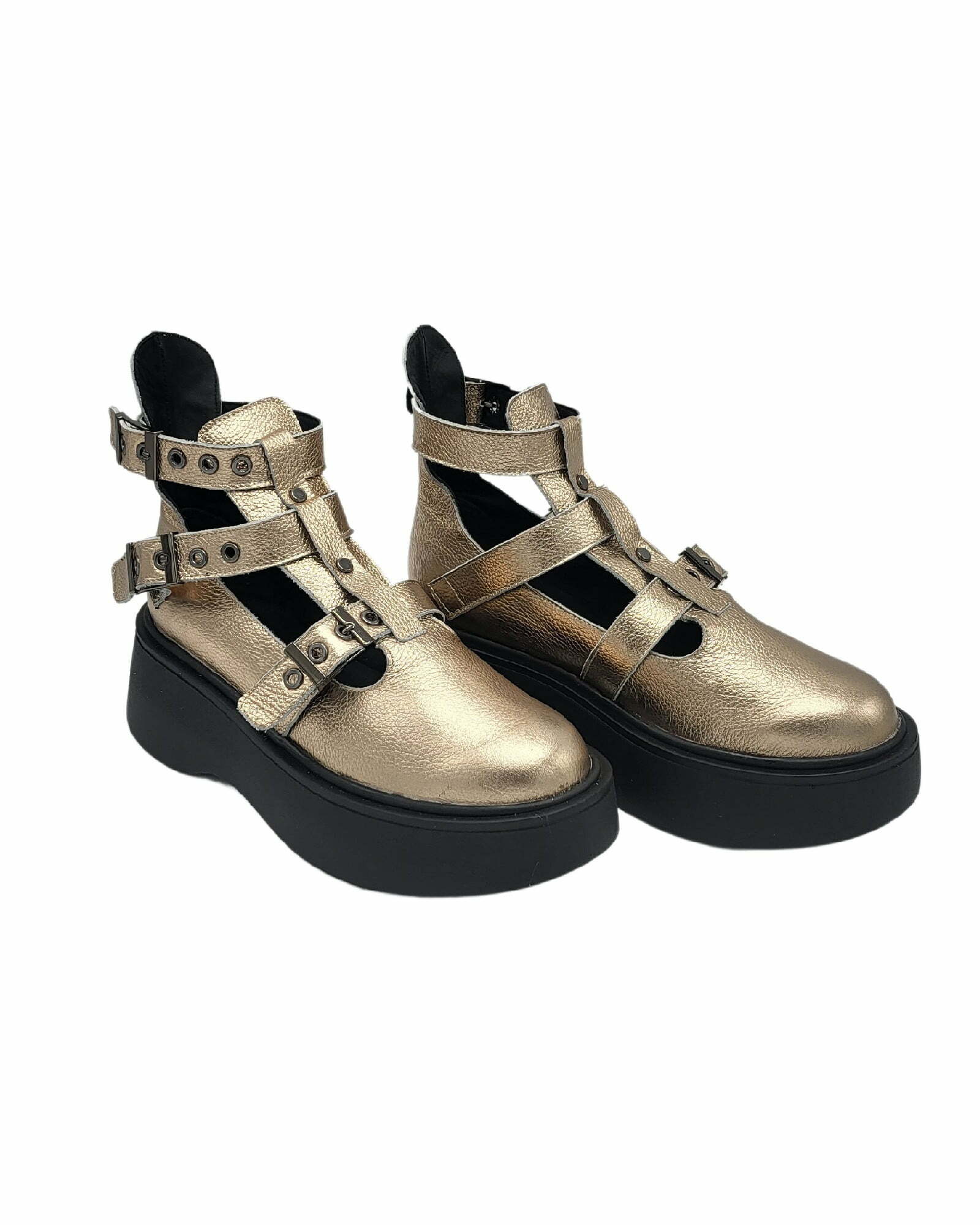 Pantofi cu catarame PF261-6 auriu