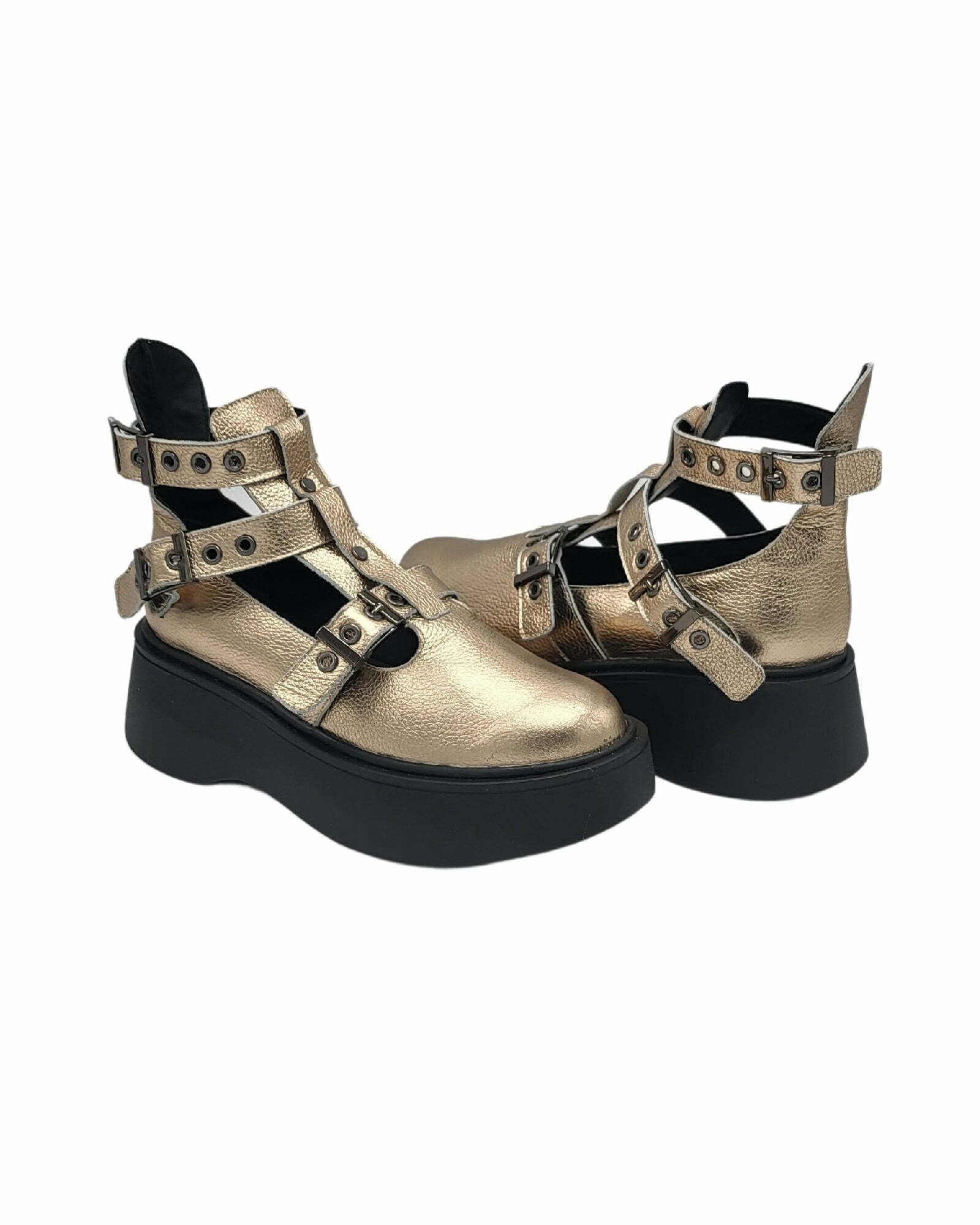 Pantofi cu catarame PF261-6 auriu