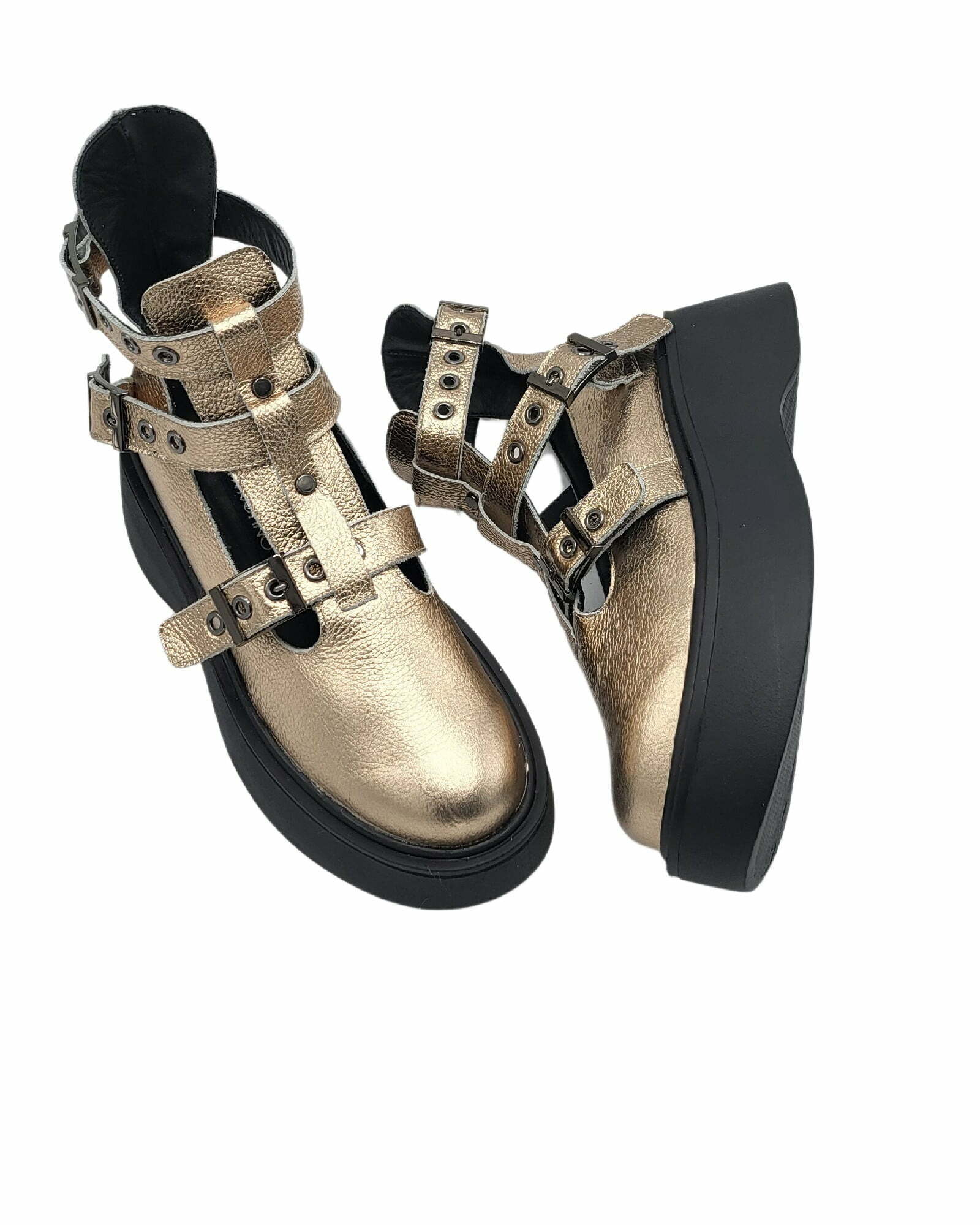 Pantofi cu catarame PF261-6 auriu