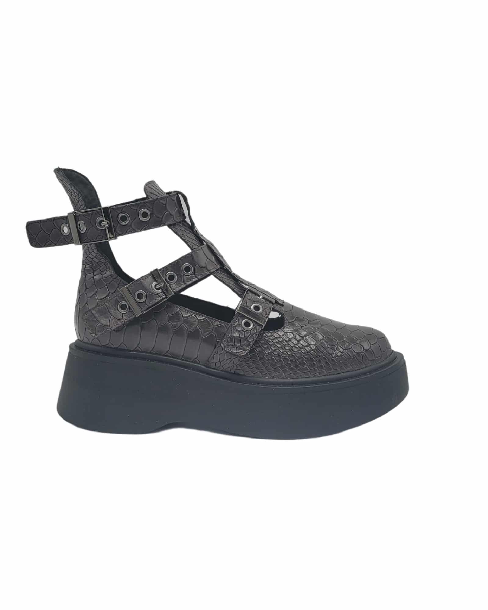 Pantofi cu catarame PF261-6 maro-mat