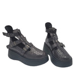 Pantofi cu catarame PF261-6 maro-mat