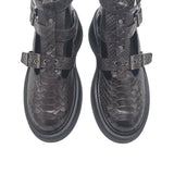 Pantofi cu catarame PF261-6 maro-mat