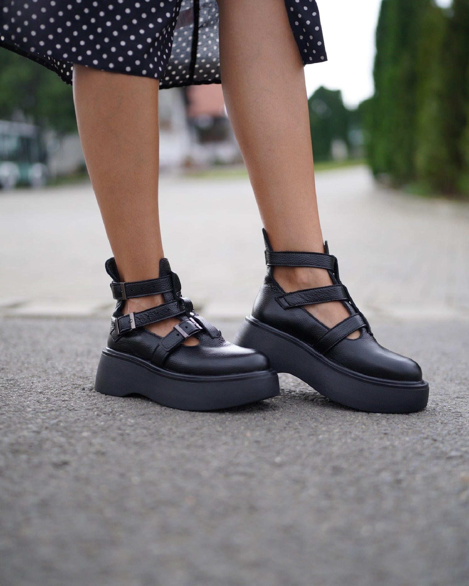 Pantofi cu catarame PF261-6 negru