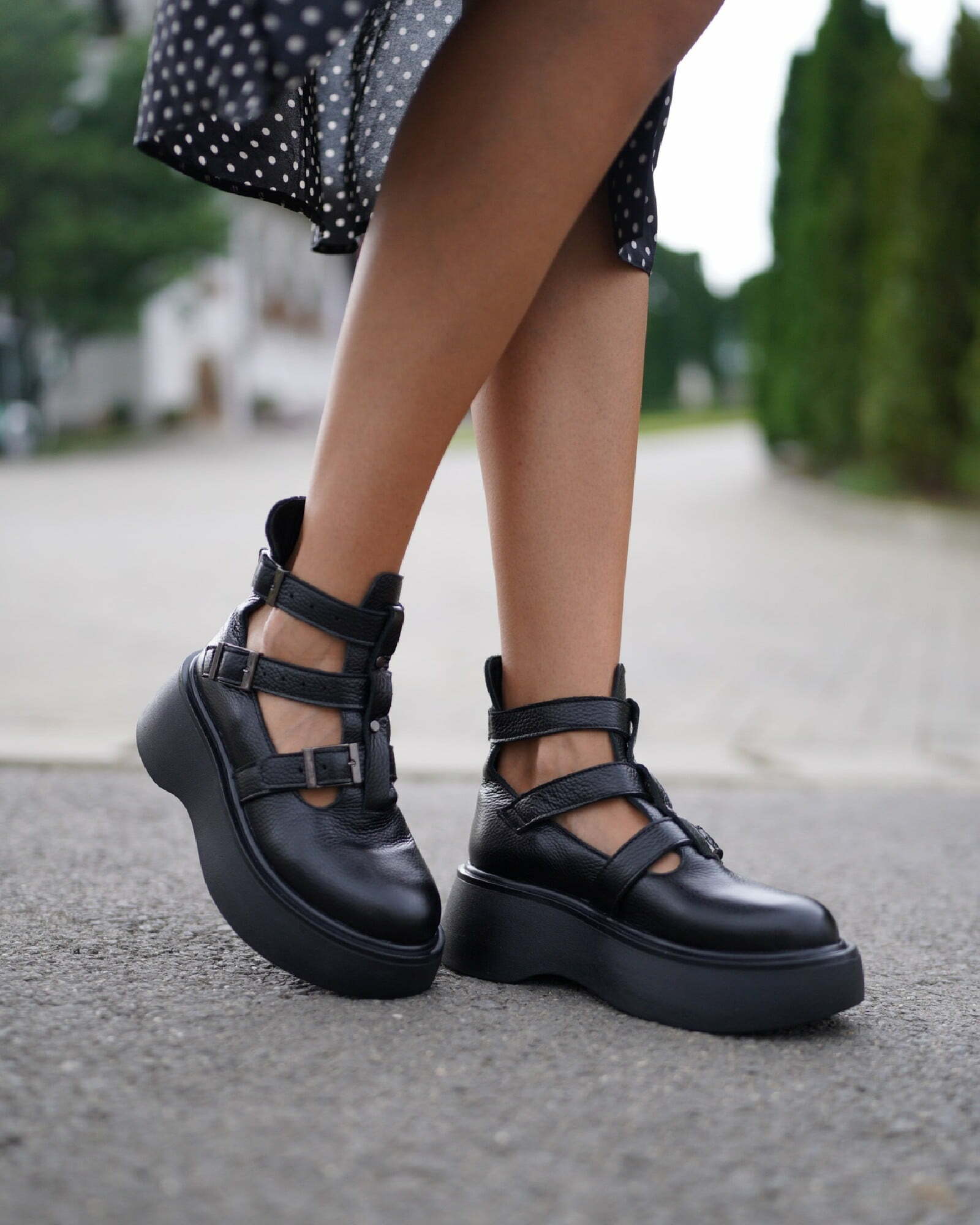 Pantofi cu catarame PF261-6 negru