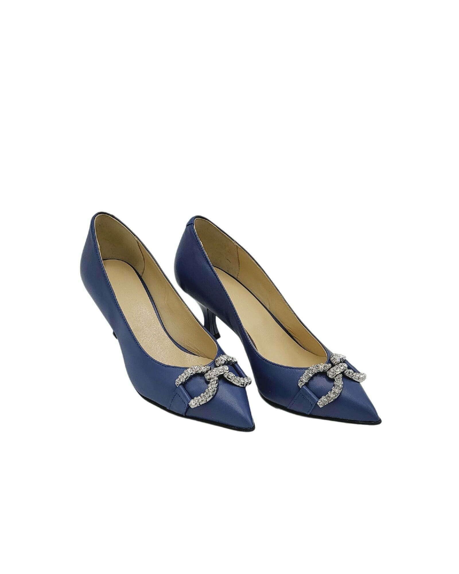 Pantofi cu toc jos PF0245-2 blue