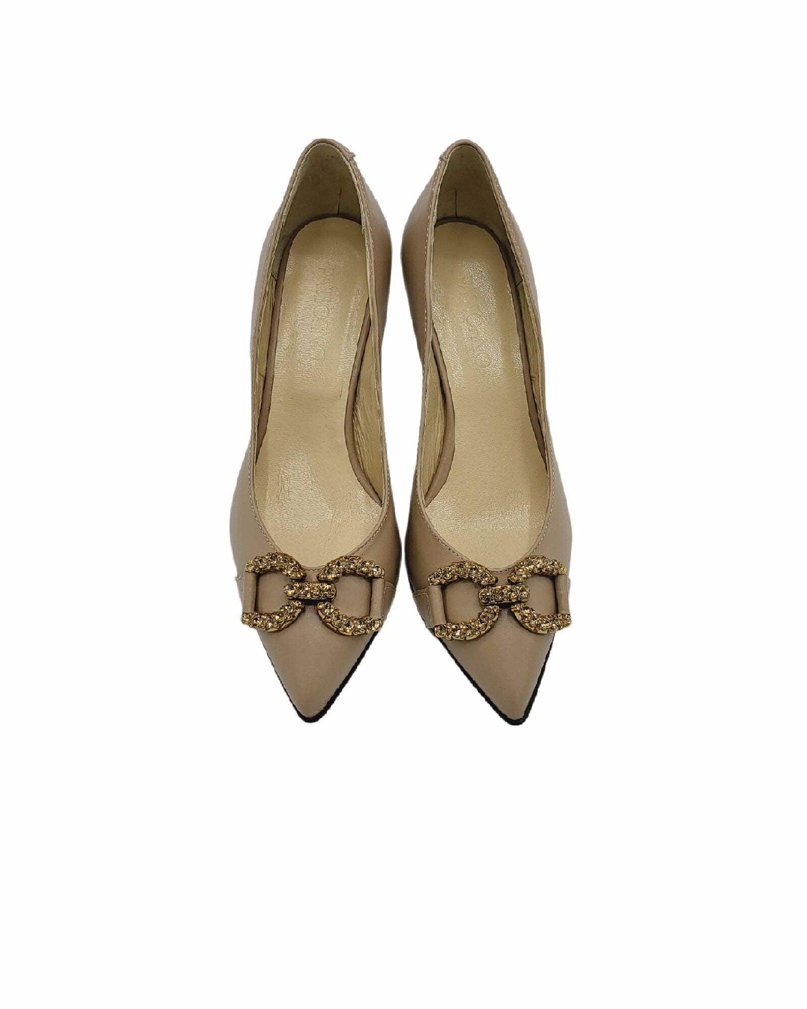 Pantofi cu toc jos PF0245-2 cappuccino