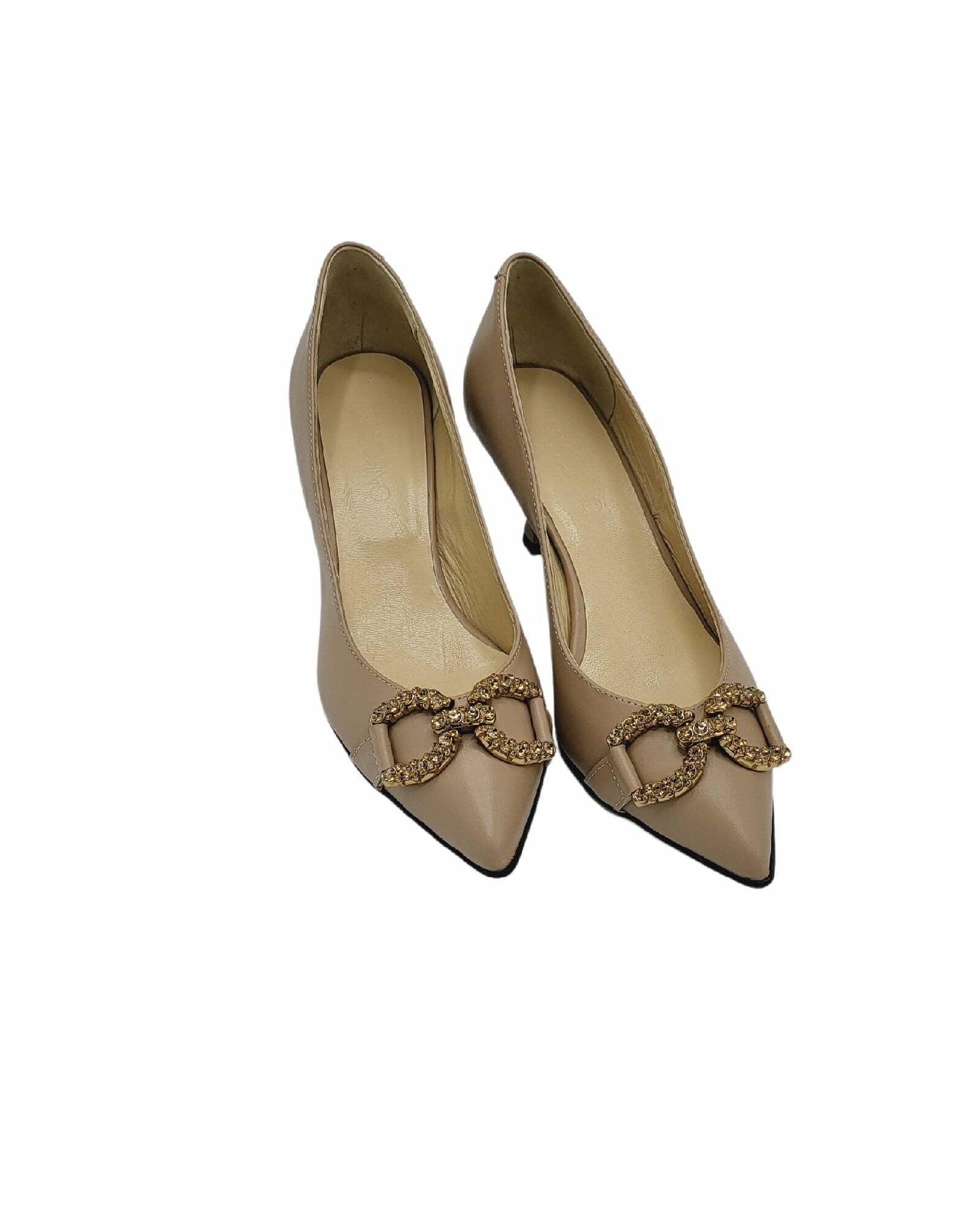 Pantofi cu toc jos PF0245-2 cappuccino