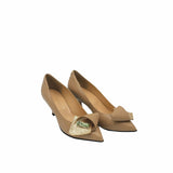 Pantofi cu toc jos si fundita PF0245 cappuccino