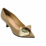 Pantofi cu toc jos si fundita PF0245 cappuccino
